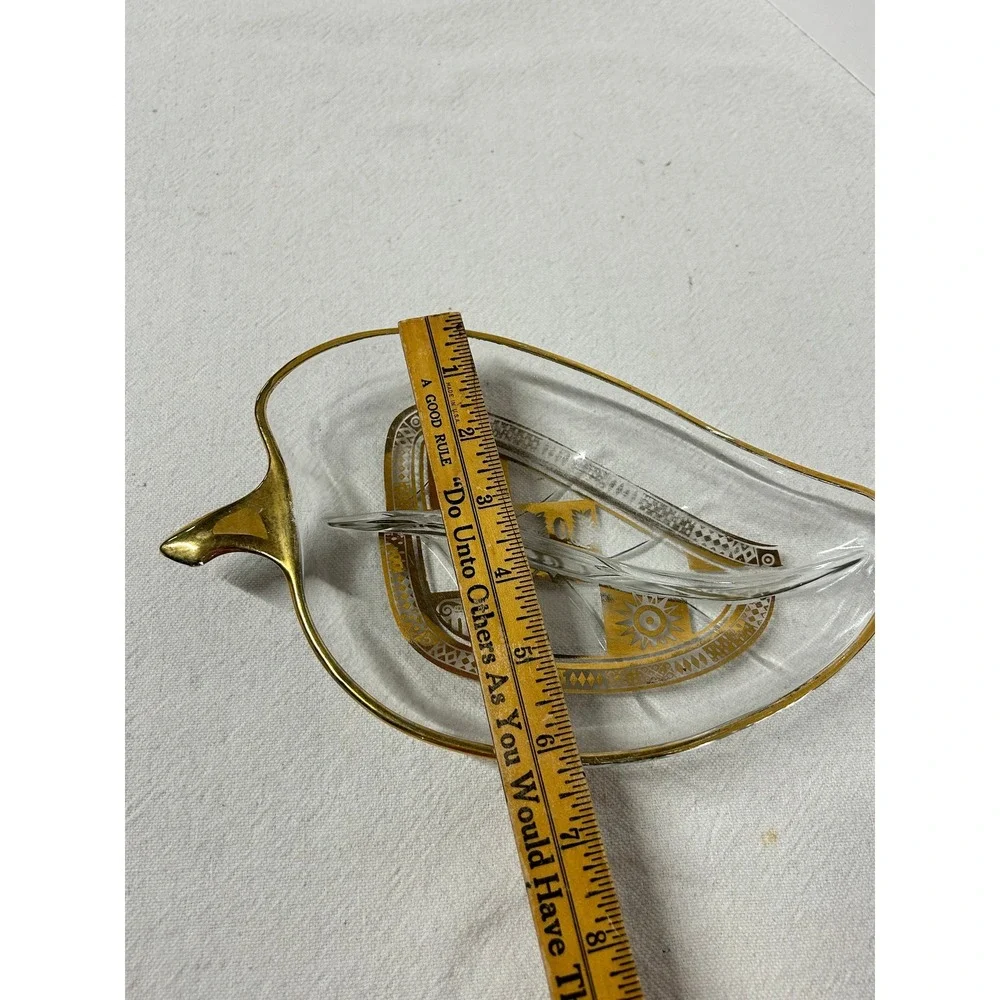 MCM Georges Briard Leaf Shaped, Greek Design, Divided Candy Dish, Gold Gilt Trim